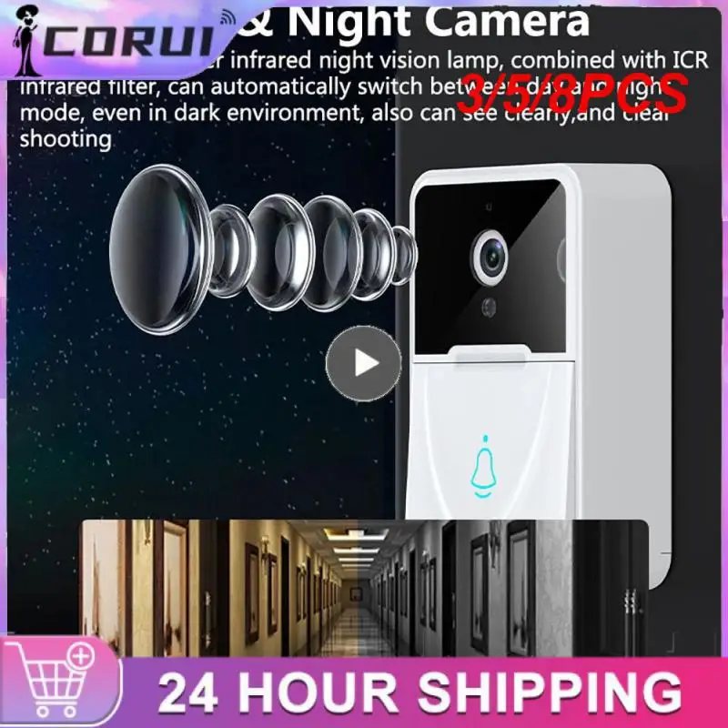 

3/5/8PCS Outdoor Door Bell Wireless Portable Camera Night No Punching Wireless Doorbell Wifi
