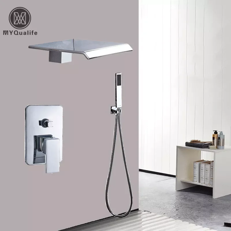 

Ceiling Mounted All Brass Waterfall shower Faucet Single Lever Concealed Shower Mixing Valve Tap
