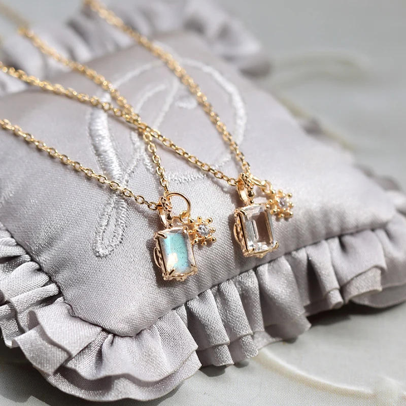 Женское Ожерелье из Лабрадорита С двойным кристаллом серебро 925 пробы