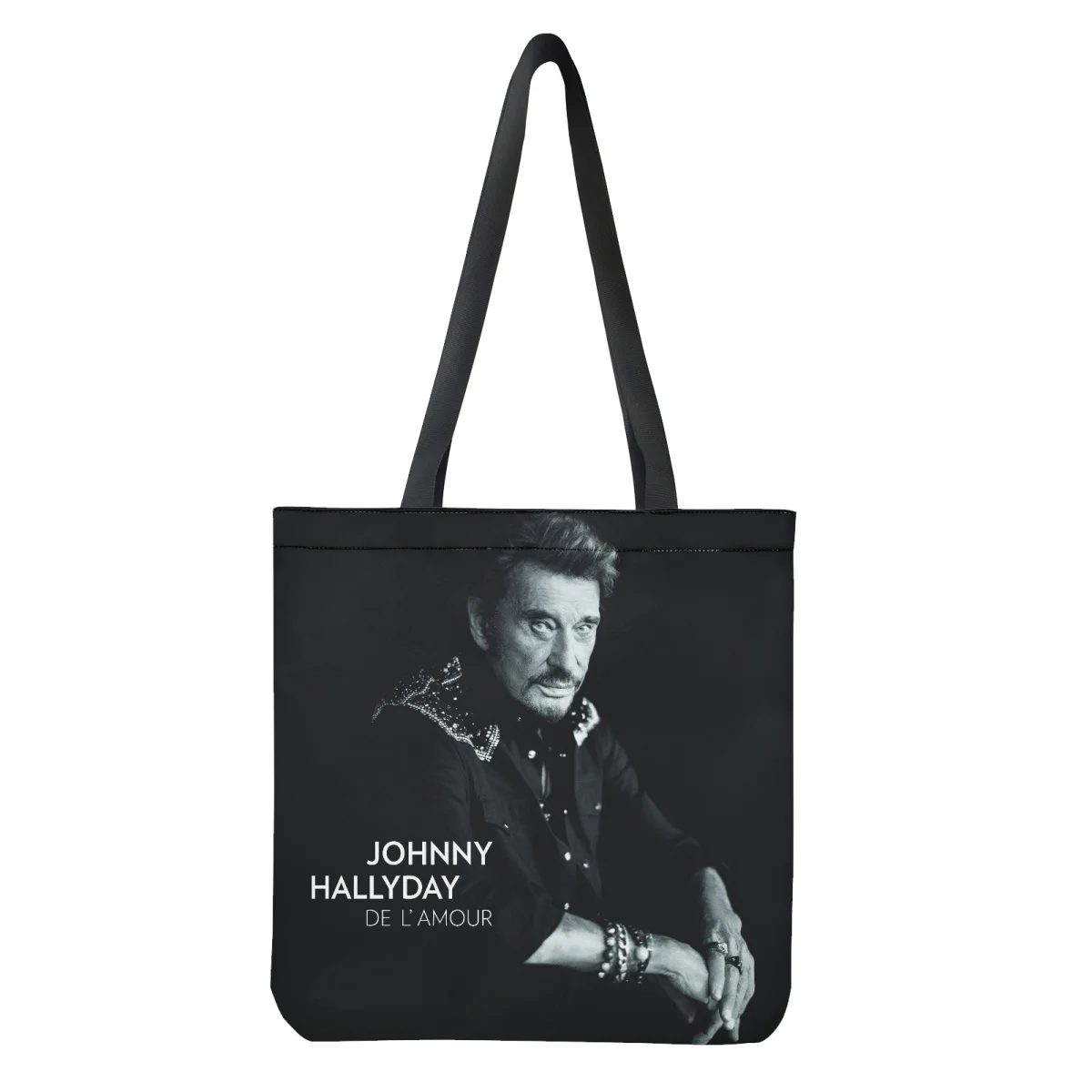 Print on Demand Shopping Bags Johnny Hallyday Travel Big Totes Bag Women Shopping Supermarket Handbag Cloth Girls Bookbags 2023