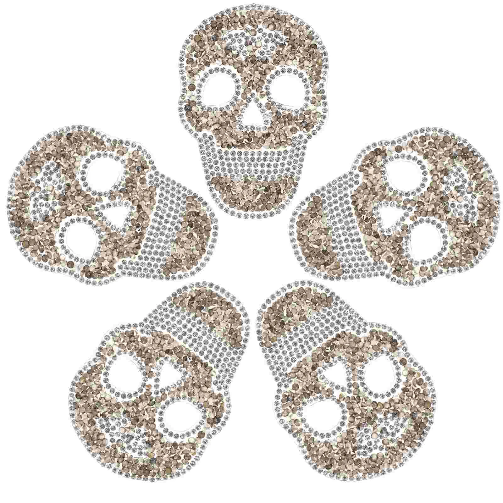 5 шт. наклейки с черепом и горячими бриллиантами нашивки для пальто декор клейкие