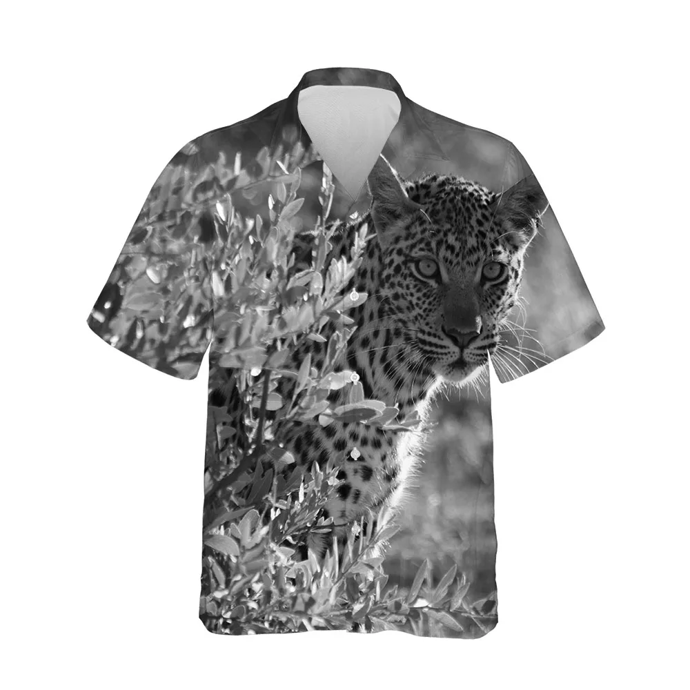 Jumeast New 3D Summer Men Shirt Fashion Cheetah Animal Picture Mens Hawaiian Shirt Short Sleeve Streetwear Breathable Blouses
