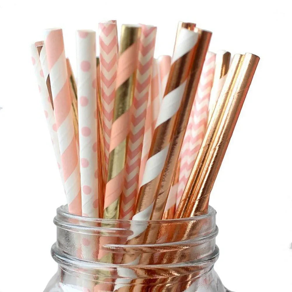 

25Pcs/Pack Mixed Colors Straws Disposable Paper Straws Food Grade Degradable Tableware For Party Birthday Wedding Celebrations