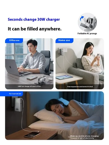 MOVESPEED 3 в 1 20000 мАч Power Bank высокой емкости со встроенными выдвижными кабелями 70 см, портативный внешний аккумулятор с двусторонней быстрой зарядкой