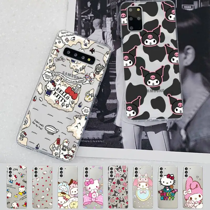 

Bandai Hello Kitty kuromi my melody Phone Case for Samsung S20 S10 lite S21 plus for Redmi Note8 9pro for Huawei P20 Clear Case