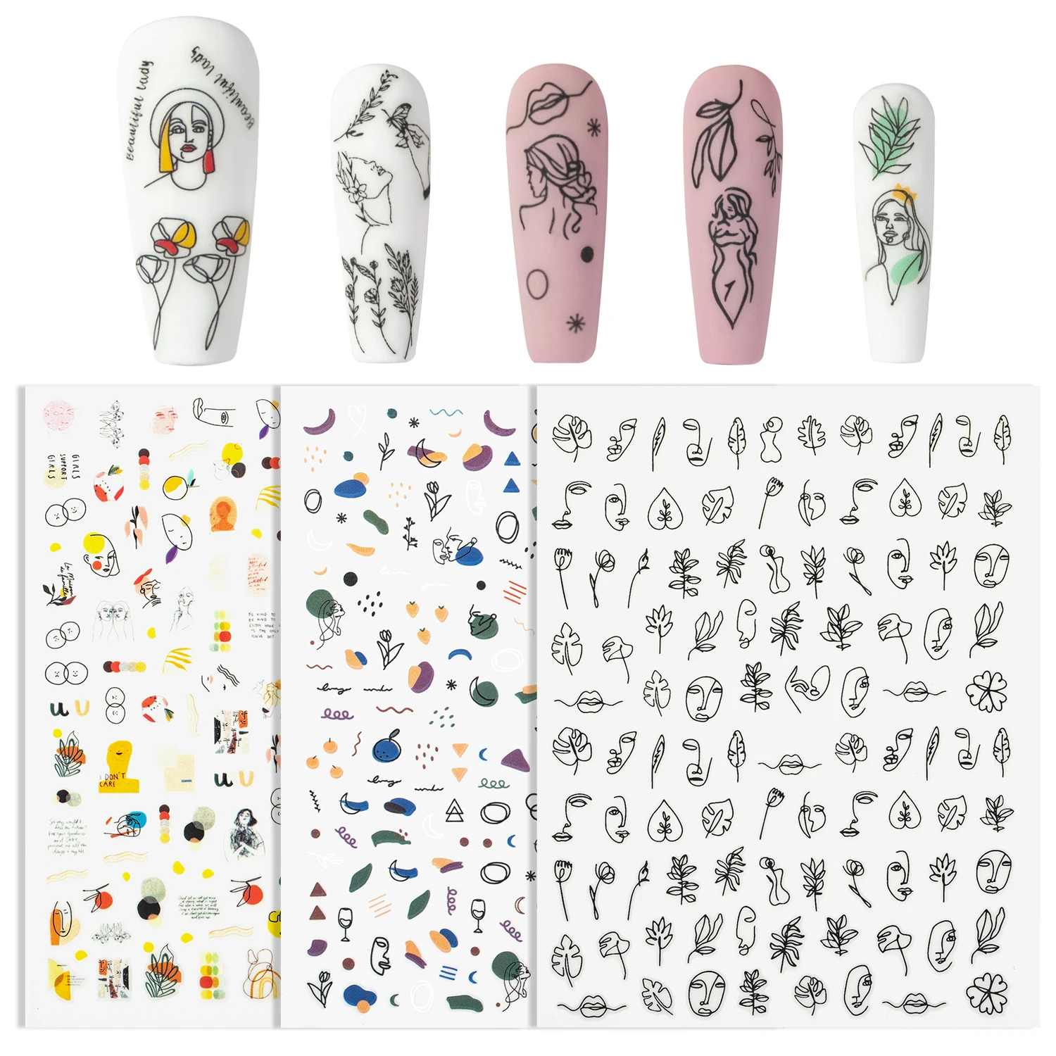 

3D Abstract Line Nail Art Sticker 1Set Graffiti Strips Geometry French For Manicure Slider Paper Decoration Decals Accessories