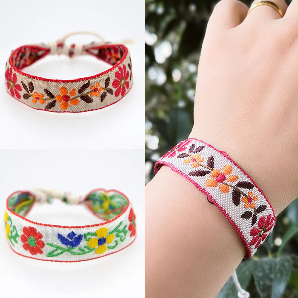 

Fashion 3 Colors Bohemia Friendship Flowers Bracelet for Women Cotton Rope Weaving Summer Beach Boho Girl Bracelets Jewelry Gift