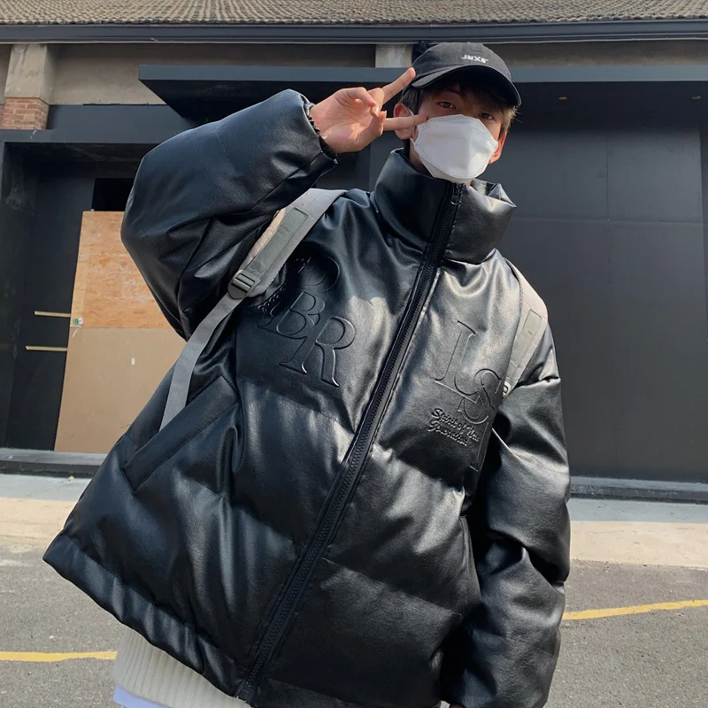 2022 Men's Winter Down Jacket PU Fabric Windproof Down Filling Warm Male Puffer Jacket Outerwear Thicken Coat Mens Windbreakers