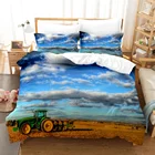 Набор цифрового постельного белья трактор голубое небо 3D, пододеяльник + наволочка, популярный стиль 23 шт. (без подкладки без простыни) Королевский Комплект постельного белья