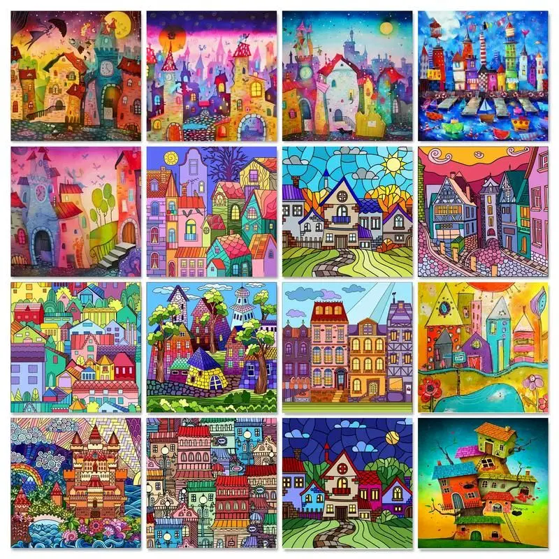 

GATYZTORY 60x75cm Painting By Numbers For Adults Abstract House Diy Frame Picture By Numbers On Canvas Unique Gift Home Decor