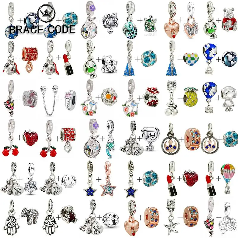 

2Pcs/Lot Colorful Fashion Charm Alloy Pendant 1+1 Bead Pendant Jewelry Making Necklace Bracelet Men's Women's Children Gifts