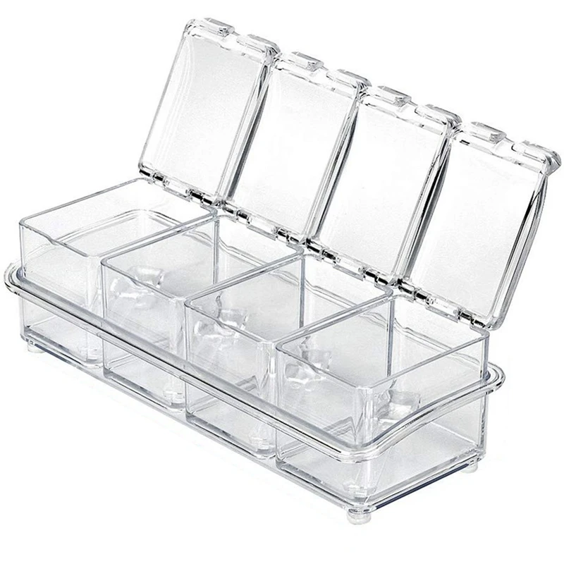 

Кухонные принадлежности, прозрачная коробка для приправ, Φ-4 шт. с ложкой, стойка для приправ, емкость для хранения