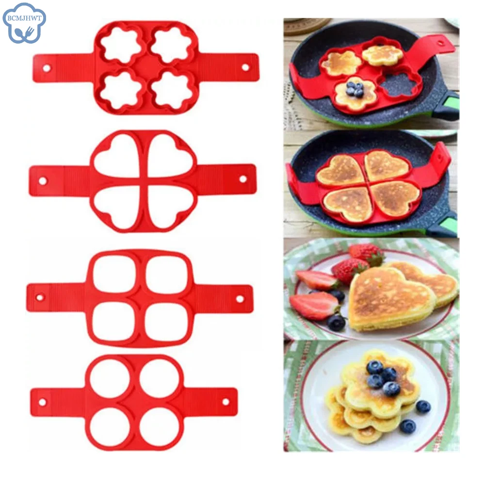 Egg Pancake Ring Nonstick Pancake Maker Mold Silicone Egg Cooker fried egg shaper Omelet Moulds for Kitchen Baking Accessories