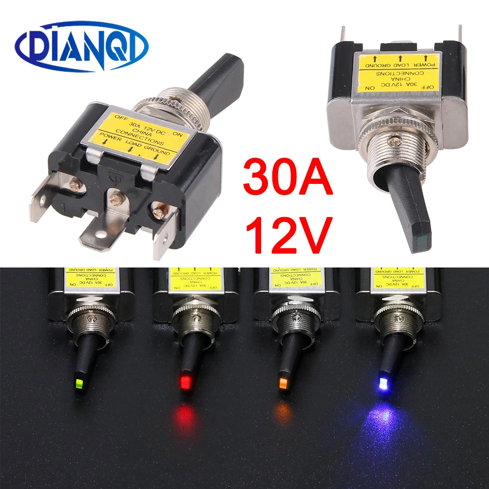

30A 12V автоматический тумблер с подсветкой, светодиодный 2-позиционный 3/6-контактный грузовик SPST ON Off для автомобиля, автомобиля, лодки, самолета