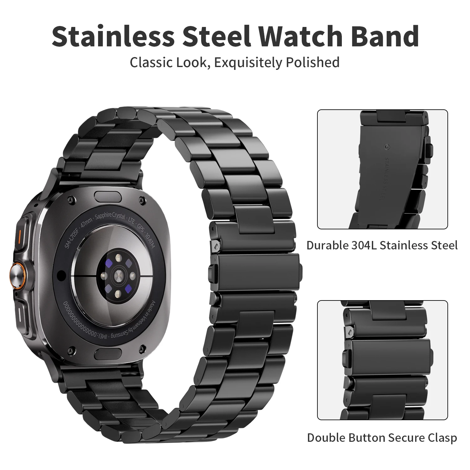 Ремешок стальной для Samsung Galaxy Watch 7 Ultra 47 мм магнитный браслет спортивный без