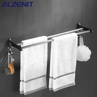 Towel Bar 60CM Double Rod Rail Rack with Hook Wall Mount Gun Gray Bathroom Accessories Multifunctional Shower Hanger Accessories