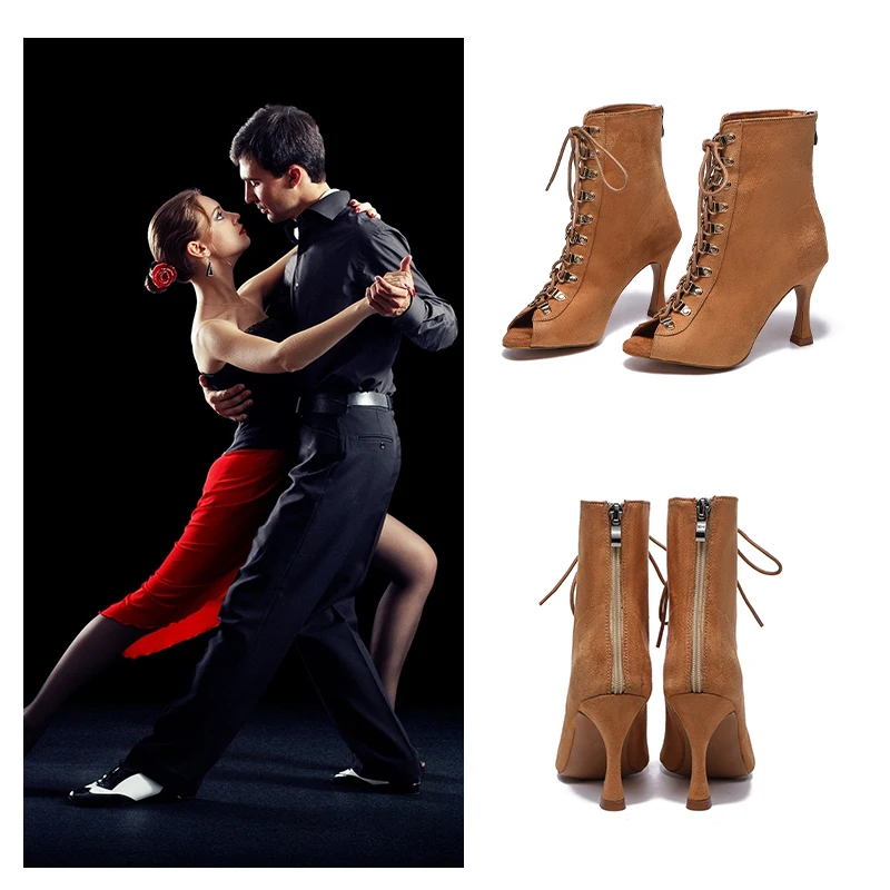 SWDZM Lace Up Jazz Dance Shoes High Heels Ballroom Latin Tango Shoes Open Toe Soft Sole Party/Casual Plus Size Dance Shoes