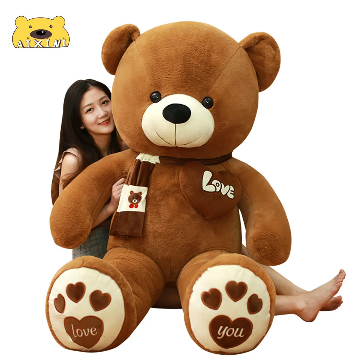 

AIXINI Giant Teddy Bear Plush Toys Teddy Bear Scarf Bear Stuffed Animals Doll Purple Pillow Lovers Birthday Baby Gift Cute Plush