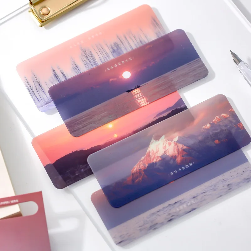 

5pcs Ins Dusk Clouds Bookmarks Simple Landscape PVC Matte Reading Book Page Marker Teacher Gifts Stationery Office Supplies