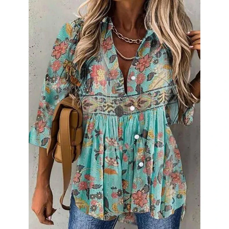 

women's casual printed long sleeve shirt