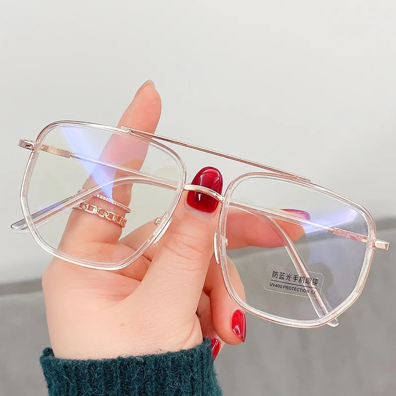 

2022 New Office Computer Protective Glasses Men's Women's Anti Blue Light Glasses Trend Oversized Metal Spectacle Frame Eyeglass
