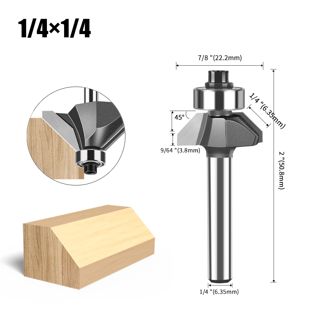 

Фреза формовочная JGZUI 45 градусов 1/4 дюйма