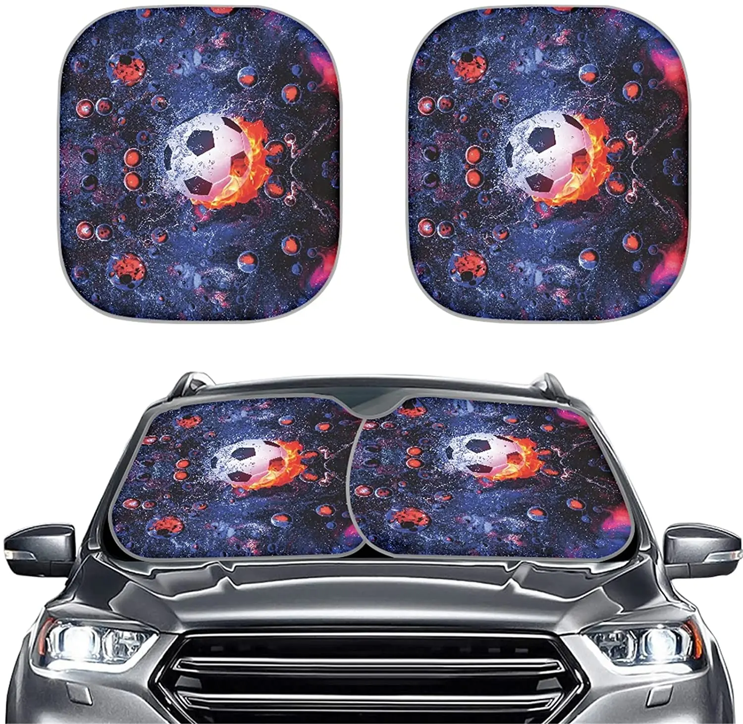 

Foldable Auto Sunlight Proof Car Sunshade, Soccer Pattern Durable Sun Shield for Front Window Blocks Sunlight, Universal Size