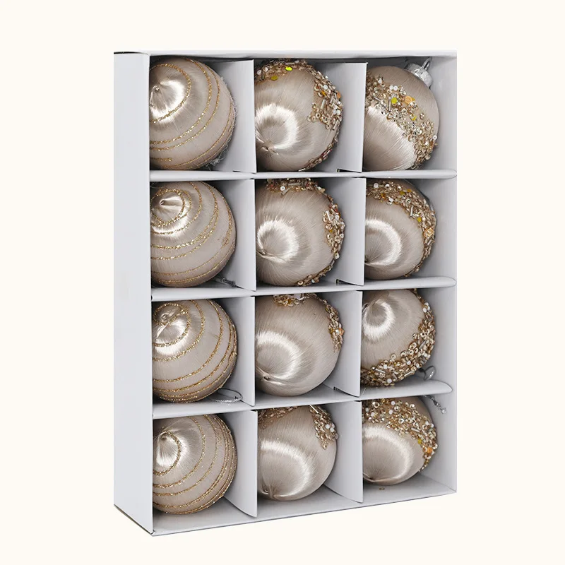 

Декоративные шелковые шары для елки 12 шт.