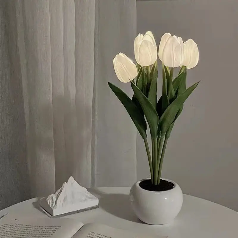 

LED tulip night light simulation bouquet imitation light bedroom bedside dormitory decoration atmosphere light ins girl table