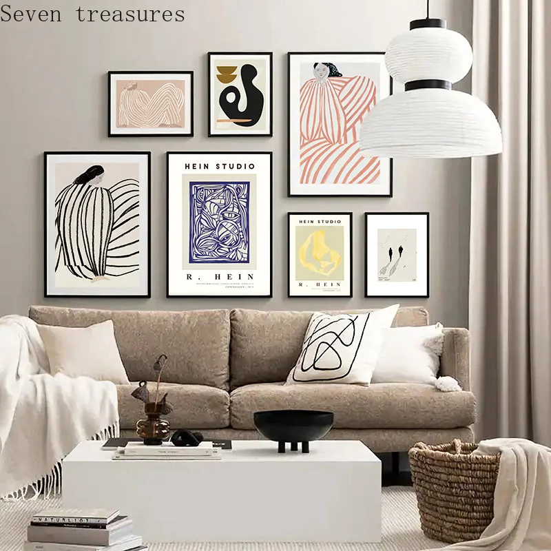 

NordicPoster Abstract Art Graphics Canvas Vintage Style Print Line Women Painting Modern Wall Picture Home Living Room Decor