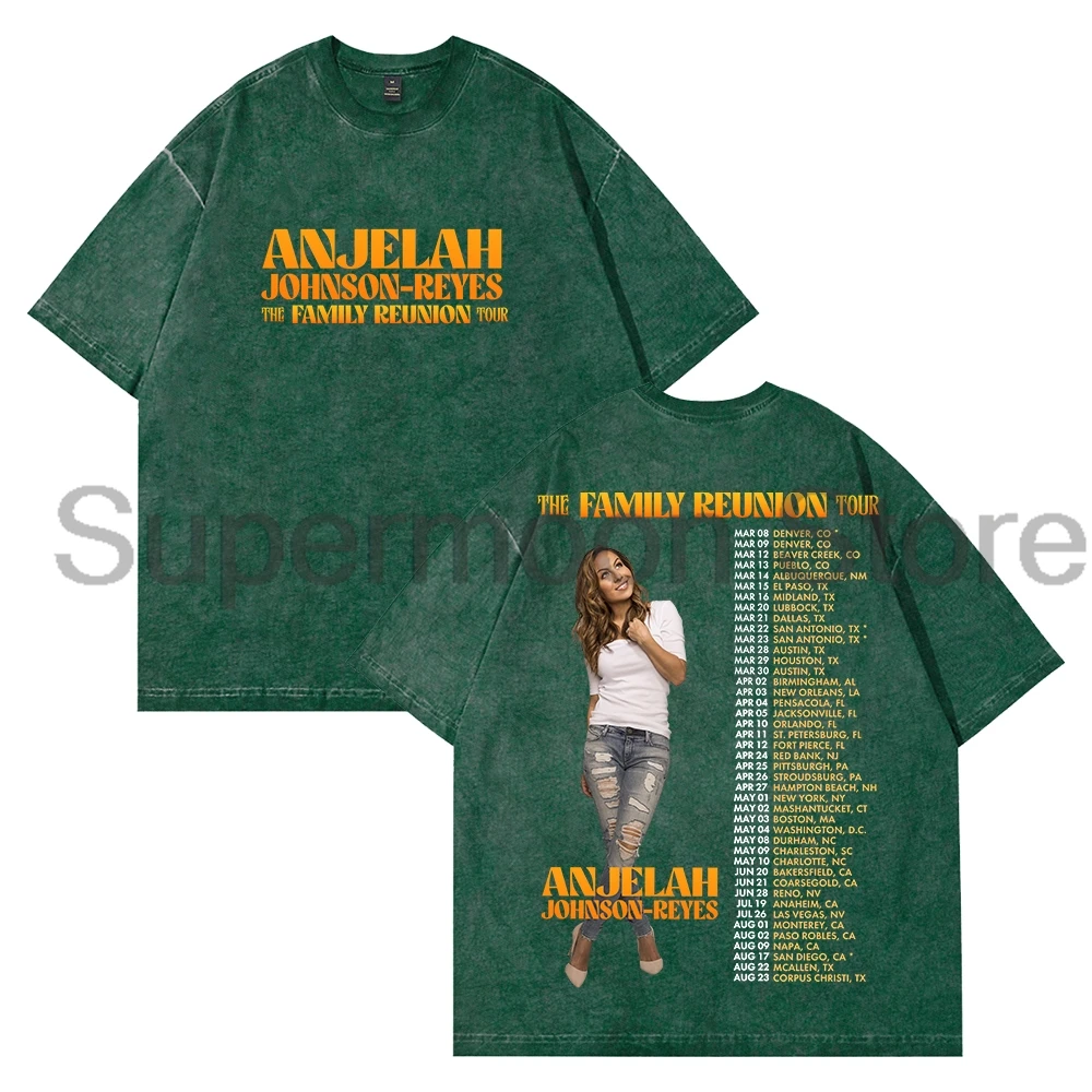 Фото Anjelah Johnson The Family Reunion Tour 2025, стираная футболка с круглым вырезом и короткими рукавами, хлопковая футболка для мужчин и женщин, уличная одежда, топы №1