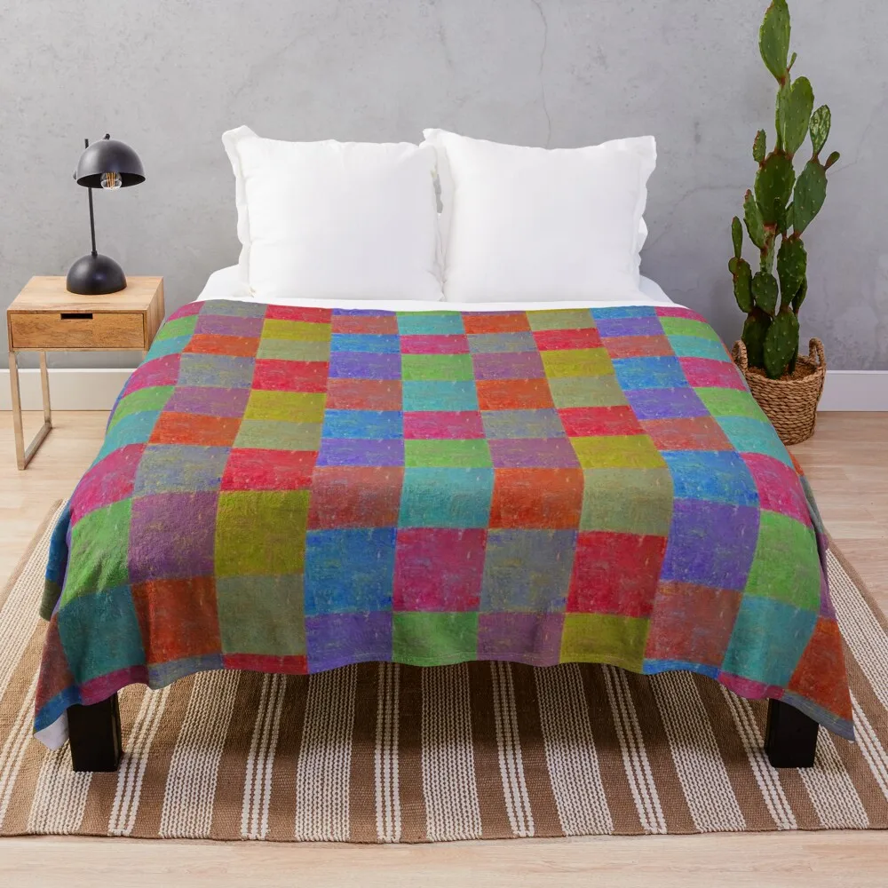 

Multi Colored Squares Abstract Throw Blanket Tufting