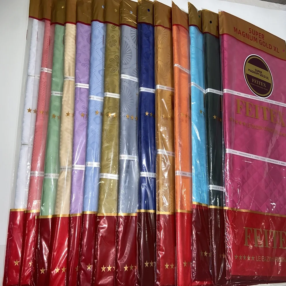 Bazin Riche Original 2024 Морская парча 100% хлопок африканская ткань сияющая после стирки