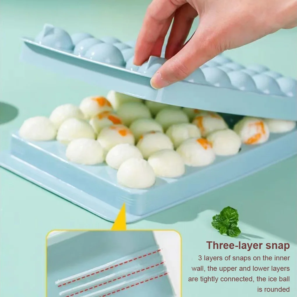

33 Grid 3D Round Balls Ice Molds Plastic Molds Ice Tray Home Bar Party Ice Hockey Holes Making Box Molds With Cover DIY Moulds