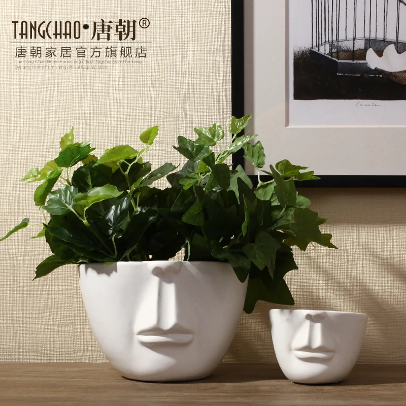 

White Abstract Ceramic Flowers Vase Pot Crafts Room Decoration Accessories Porcelain Living Room Dining Table Interior Vase