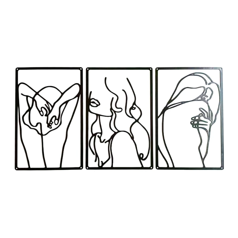 

G6DA 3Pcs Metal Minimalists Wall Art Decor Abstract Woman Home Decor Room Decorations