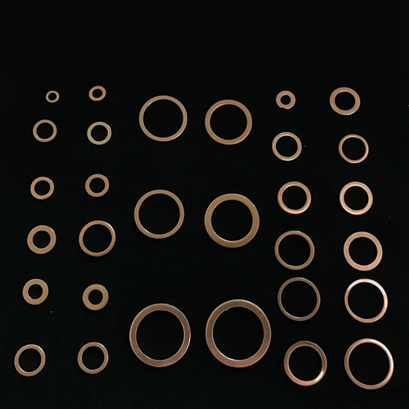 

568Pcs/Set Copper Washer Gaskets Flat Ring Seal Set With Plastic Box Assortment Kit Sump Plug Washers 30 Sizes Kit
