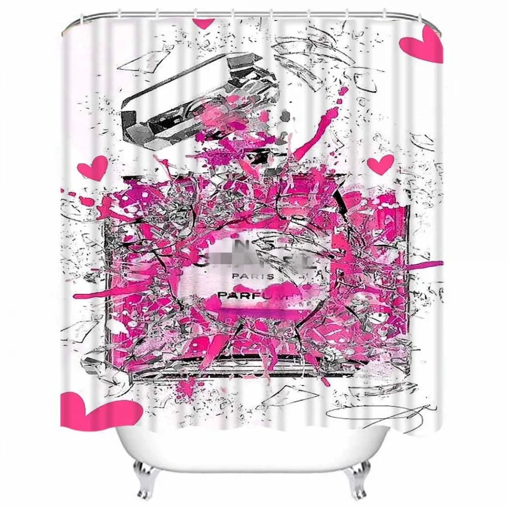Розовая занавеска для душа с мраморным рисунком и цветочным принтом модный Декор