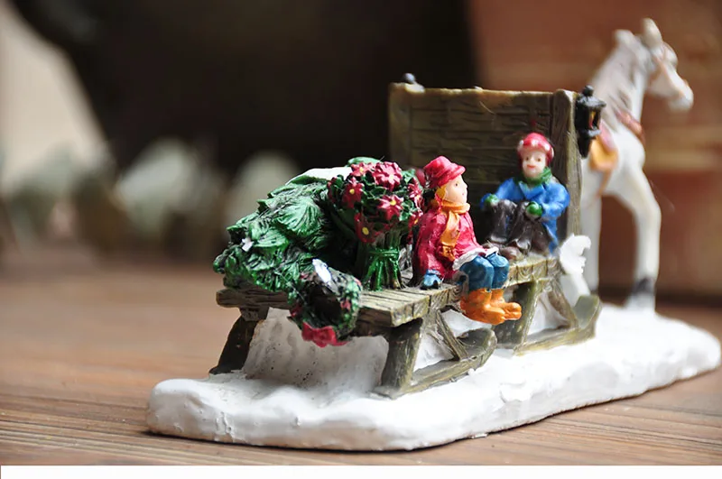 

resin figure mental psychological sand table game box court therapy Carriage and characters Christmas scene