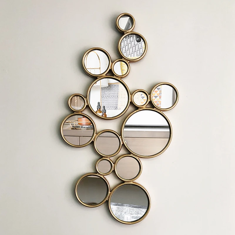 Geometric Mirror Frame Border Aesthetic Nordic Gold Big Wall Mirror Round Living Room Body Wood Luxury Wanddeko Home Design Gift
