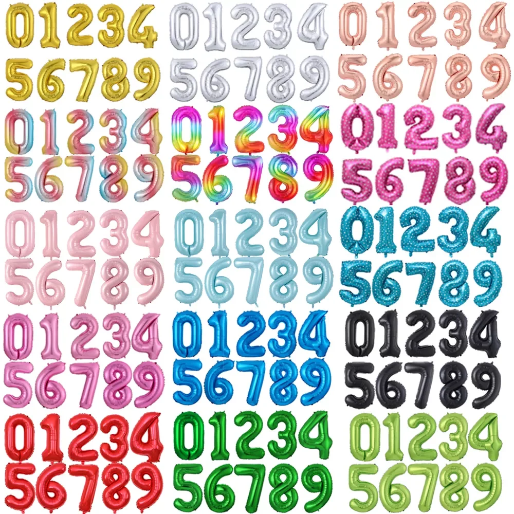 

0-9 16/30/40inch Rose Gold Number foil balloons 0-9 digital foil globos anniversary wedding birthday party decorations