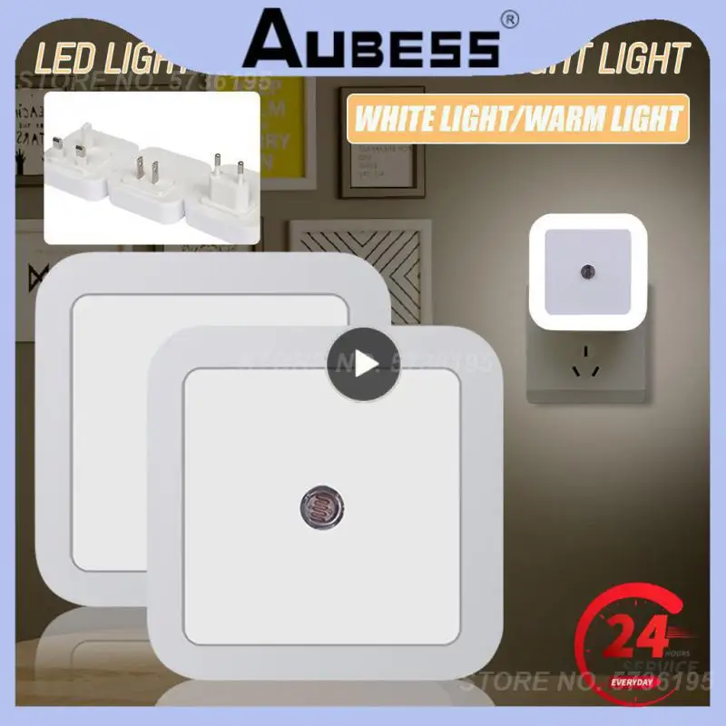 

2~10PCS Stairway Porch Light Mini For Children Kids Night Light Eu Us Uk Plug Led Light Sensor Control Nightlight Square