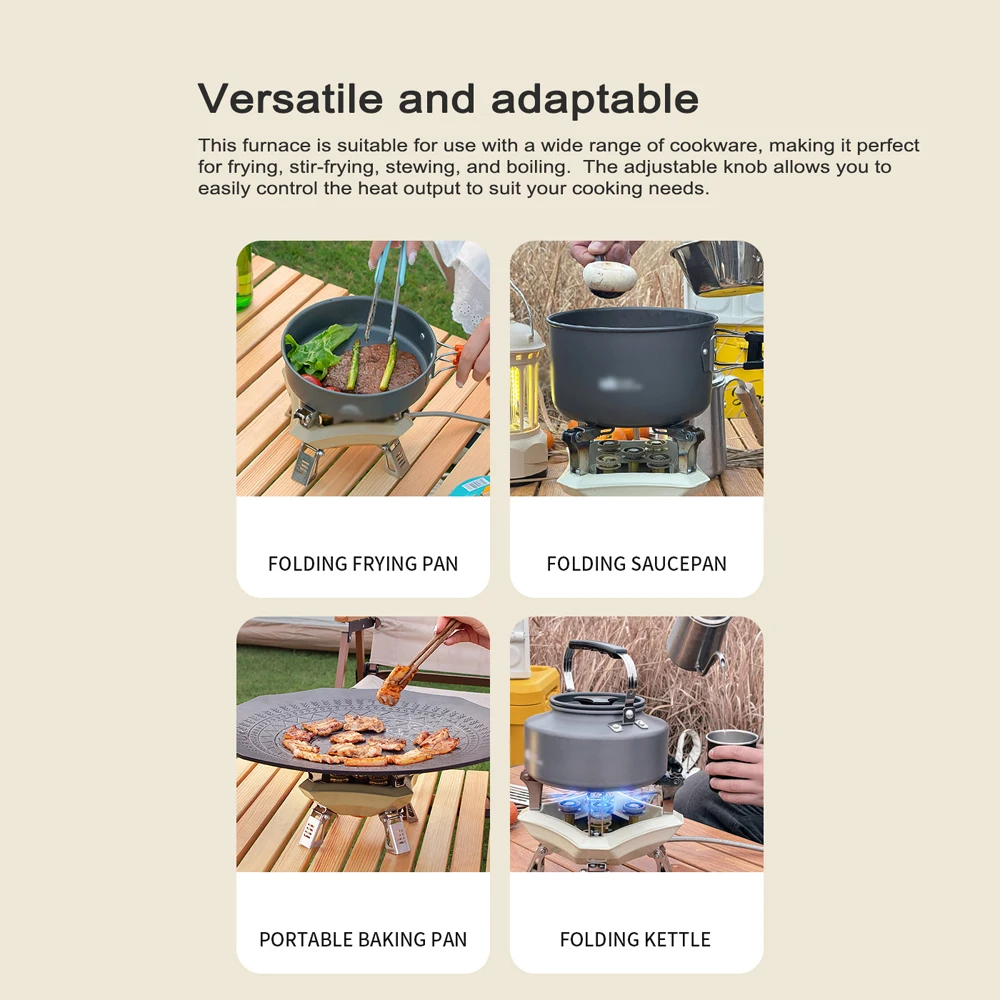

Outdoor Camping 16800W High Power Metal Stoves Portable Picnic BBQ Furnace Foldable Stove with Storage Bag Water Boiling Cooking