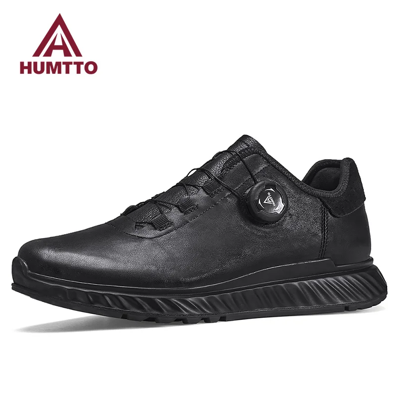 HUMTTO Men Sneakers Leather Luxury Designer Shoes for Mens Winter Waterproof Casual Fashion Breathable Black Man Trainers