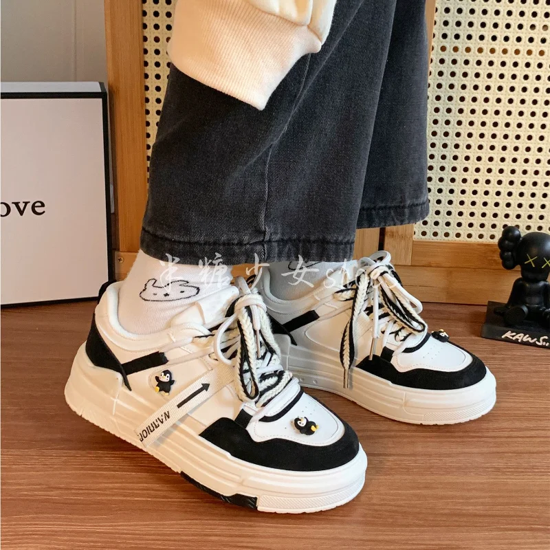 SHANPA 2023 Spring and Autumn Versatile Sports Shoes for Women Niche Original Korean Fashion Casual Student White Shoes