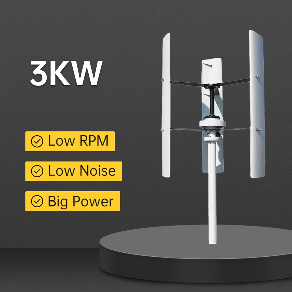 

Wind Turbine 3KW Vertical Axis Maglev Plant High Power Generator 3000W 12V 24V 48V Hybrid Charge Controller For Home Use