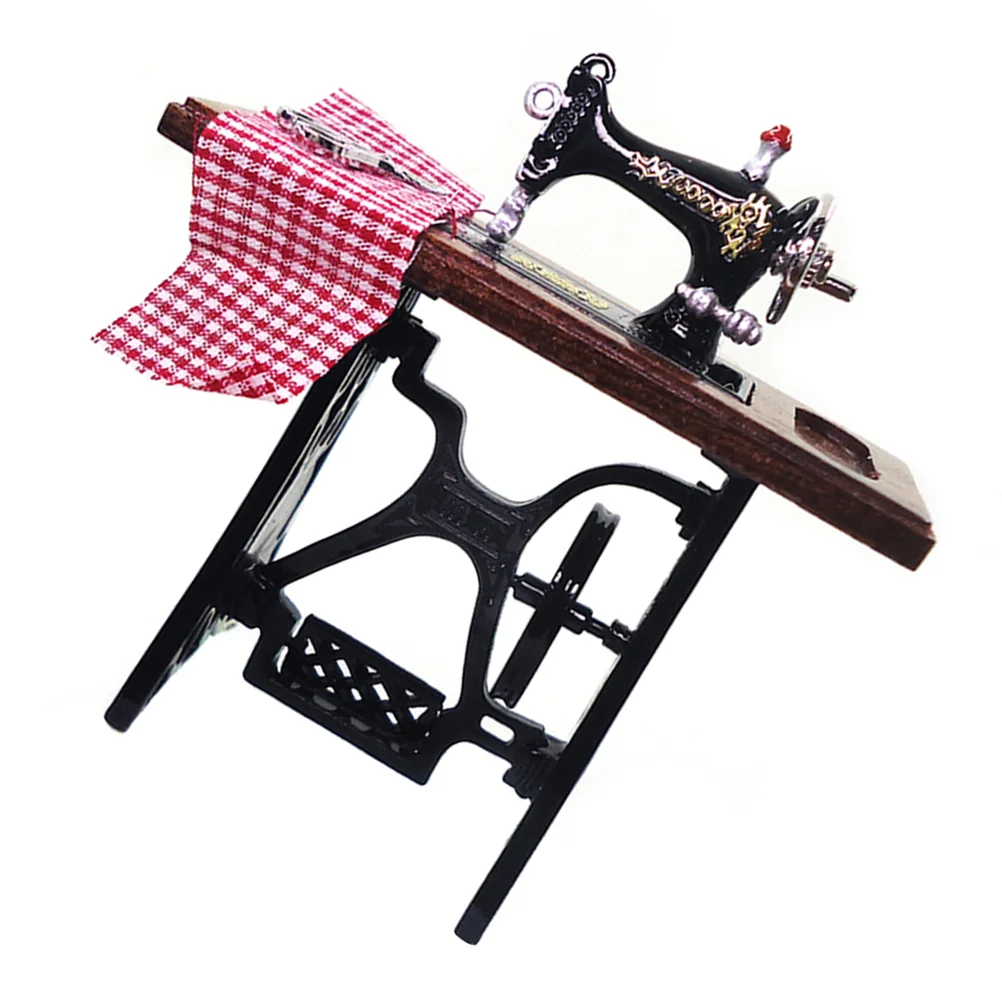 

Machine Sewing Furniture Miniature Model Toys Play Pretend Kids Mini Accessories Appliances House Fairy Retro Ornament