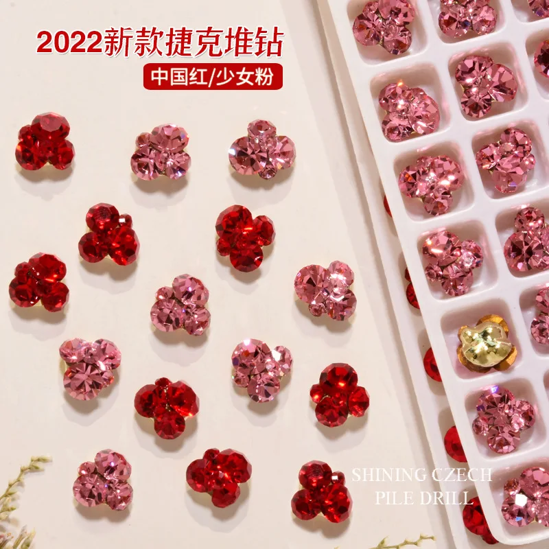 1 шт. китайские красные/розовые чешские ворсовые ногти 5 в Роскошные блестящие