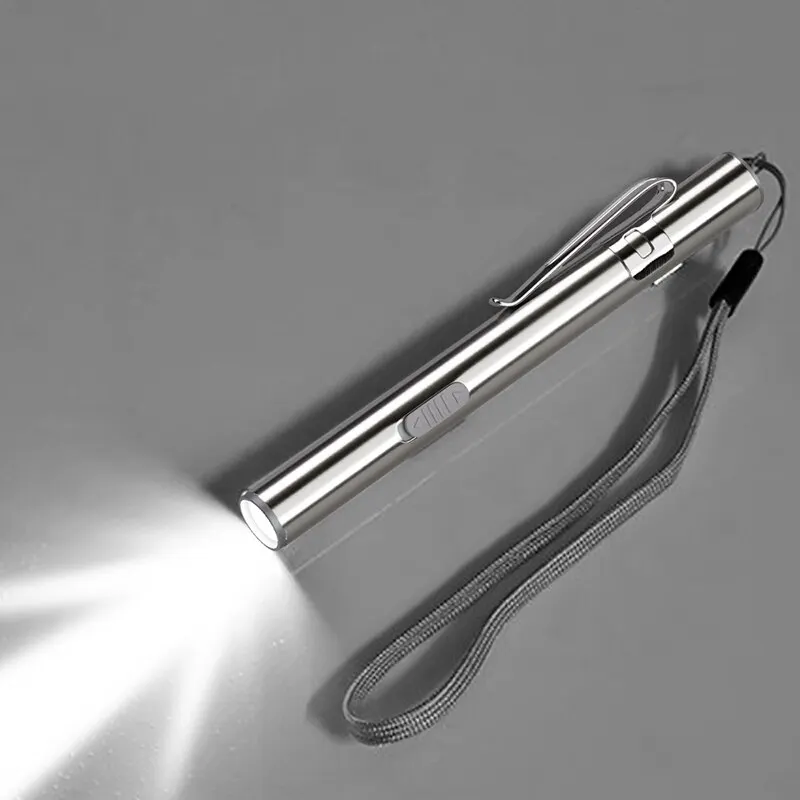 

USB Rechargeable Mini Flashlight Energy-saving Portable LED Torch Professional Medical Handy Pen Light with Stainless Steel Clip