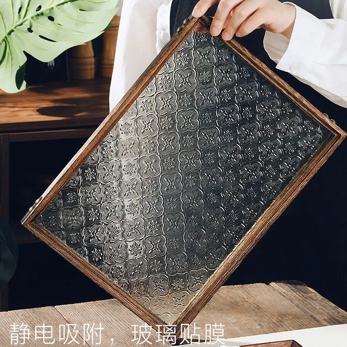 Begonia Pattern Glass Stickers Retro Chinese Style Window Filming Retro Bathroom Glass Door Anti-Exposure Privacy